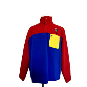 NWT$198 Polo Ralph Lauren Bear Fleece Sweatshirt Colorblock Red/Blue/Yellow L